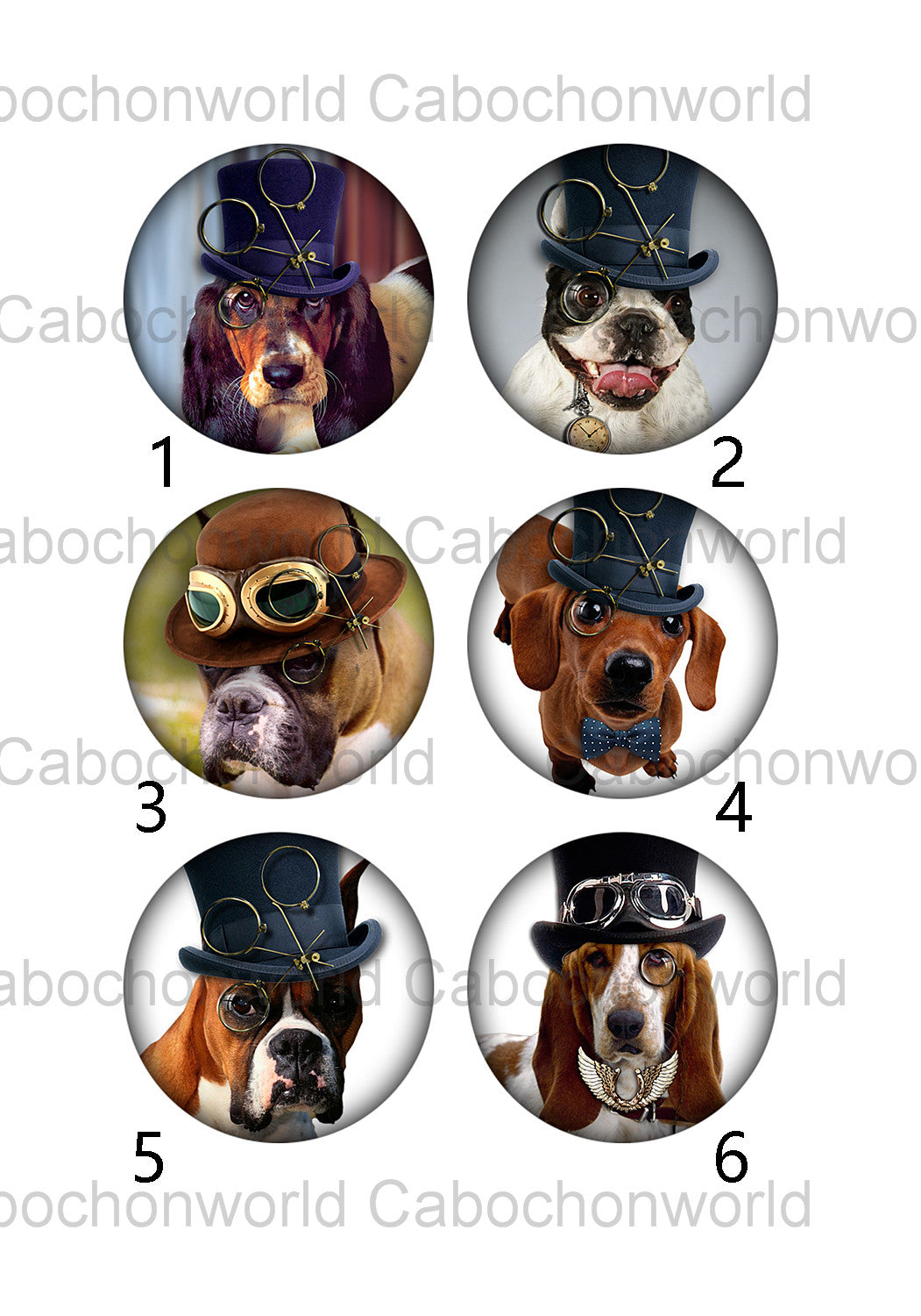 Dog in Hat Cabochon Collection CW0365