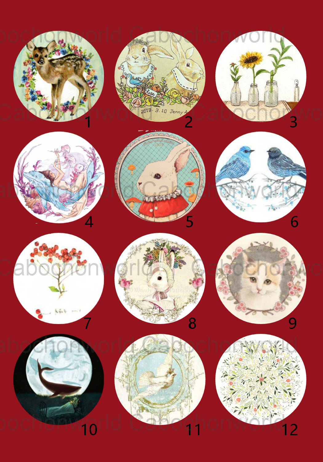 Animal Painting Cabochon Collection CW0446