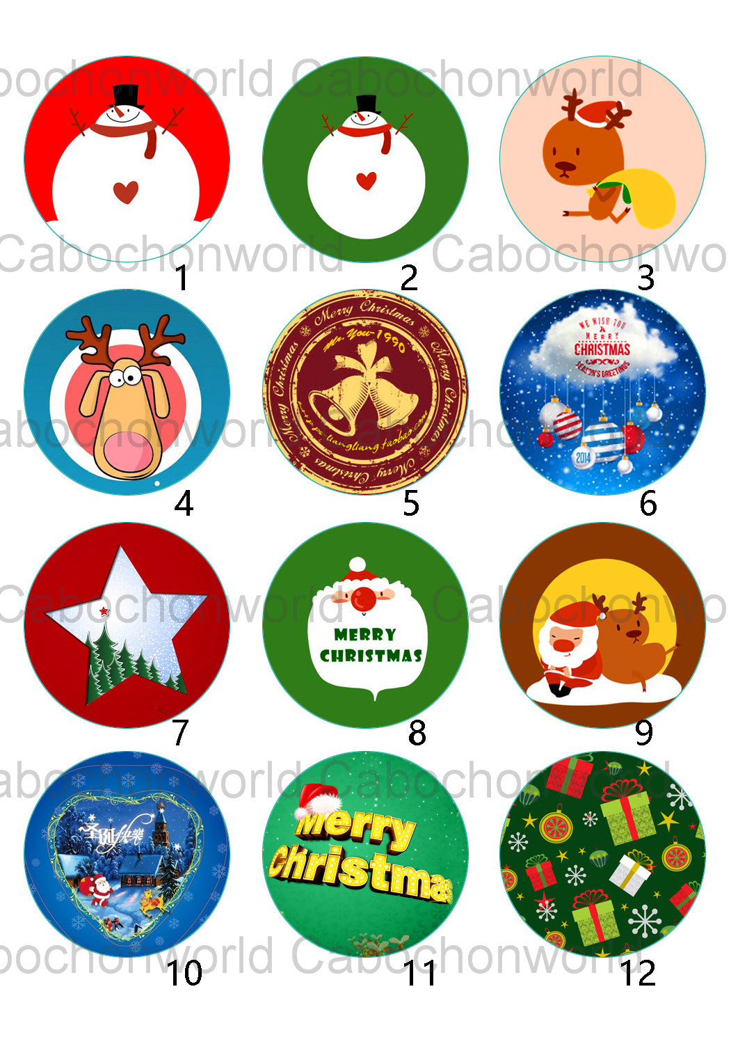 Christmas Themed Cabochon Collection CW0452