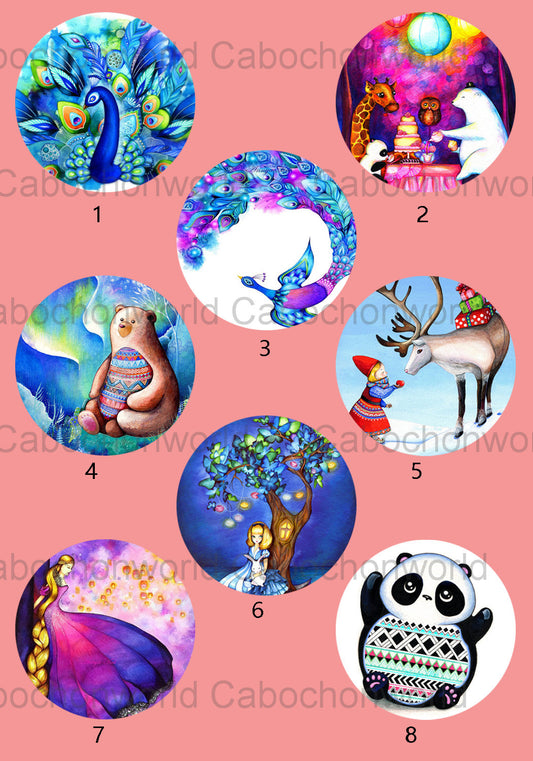 Various Animal Painting Cabochon Collection CW0492