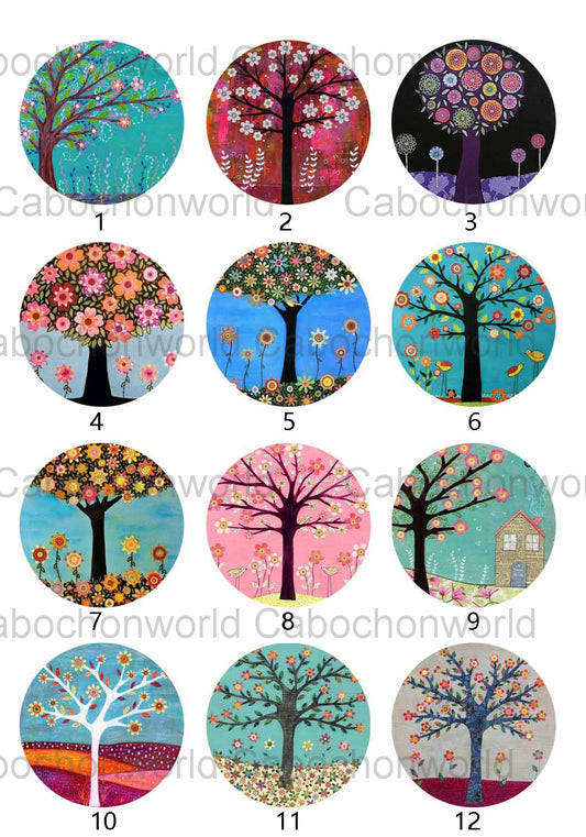 Collection de cabochons d'arbre floral CW0505