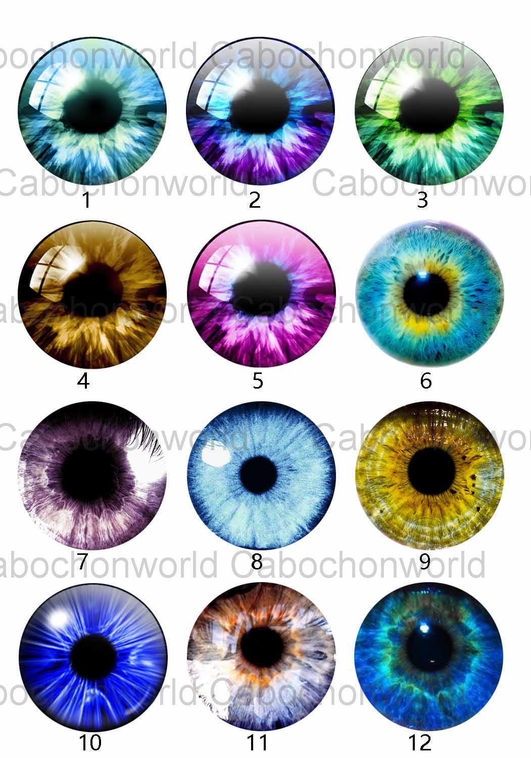 Collection de cabochons iris des yeux CW0506