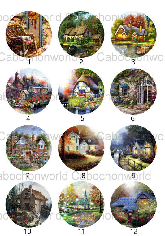 Cabin House Painting Cabochon Collection CW0523