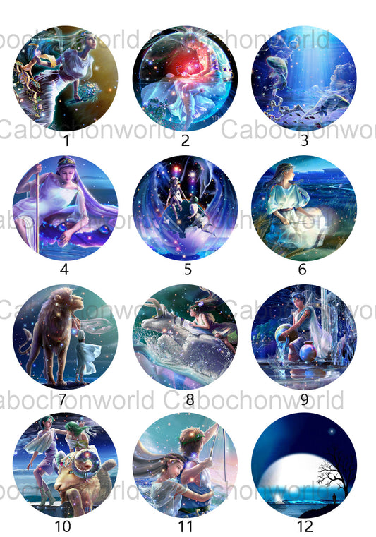 Zodiac Painting Cabochon Collection CW0525