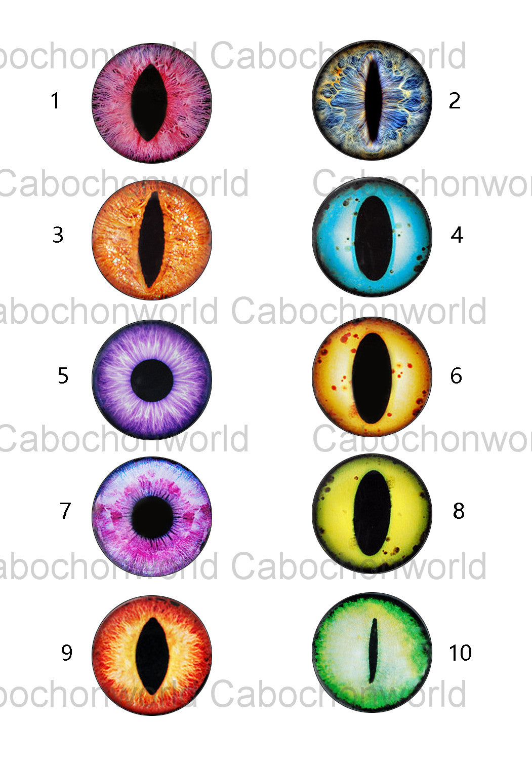 Collection de cabochons iris des yeux CW0552