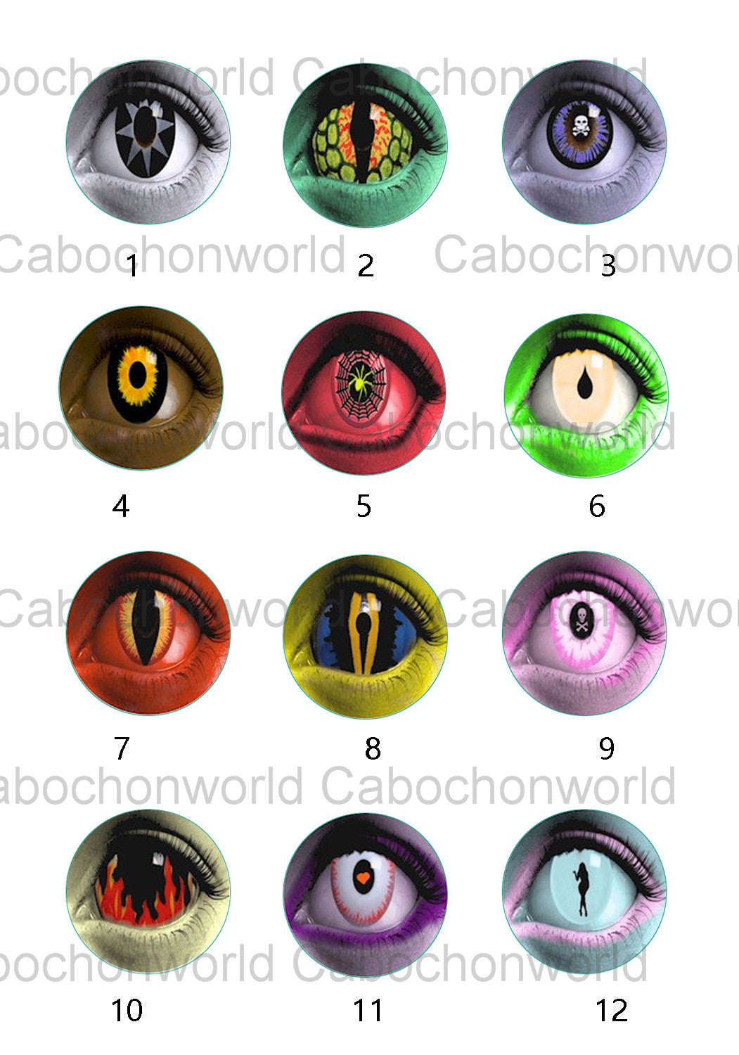 Collection de cabochons iris des yeux CW0553