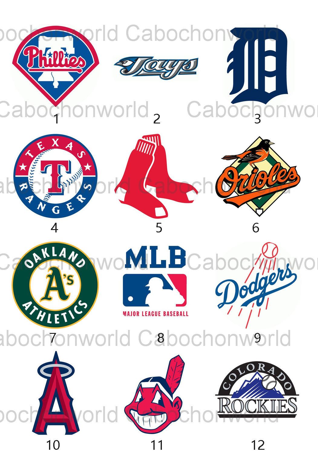 Collection de cabochons avec logo de l'équipe MLB CW0559