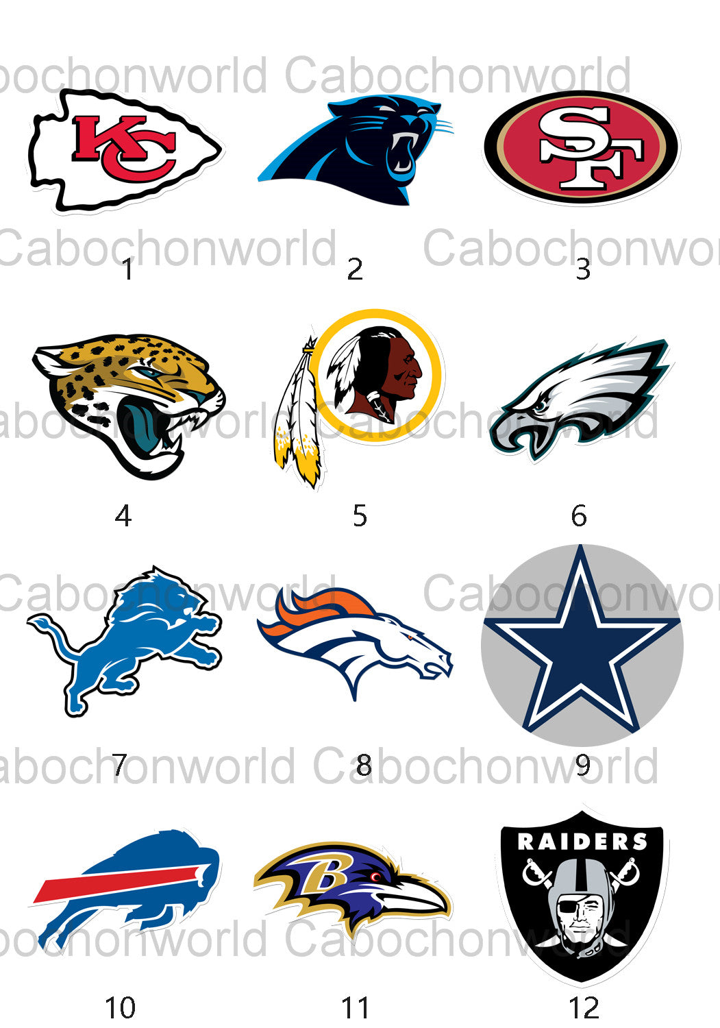 Collection de cabochons avec logo de l'équipe NFL CW0562