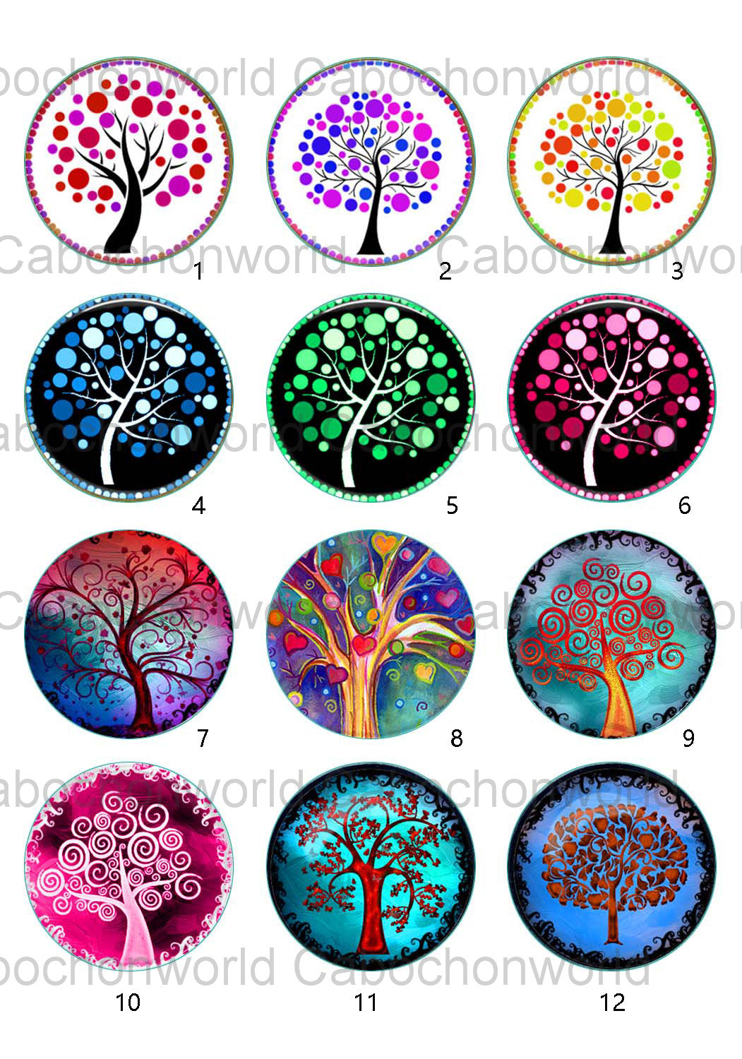 Collection de cabochons d'arbre magique CW0572