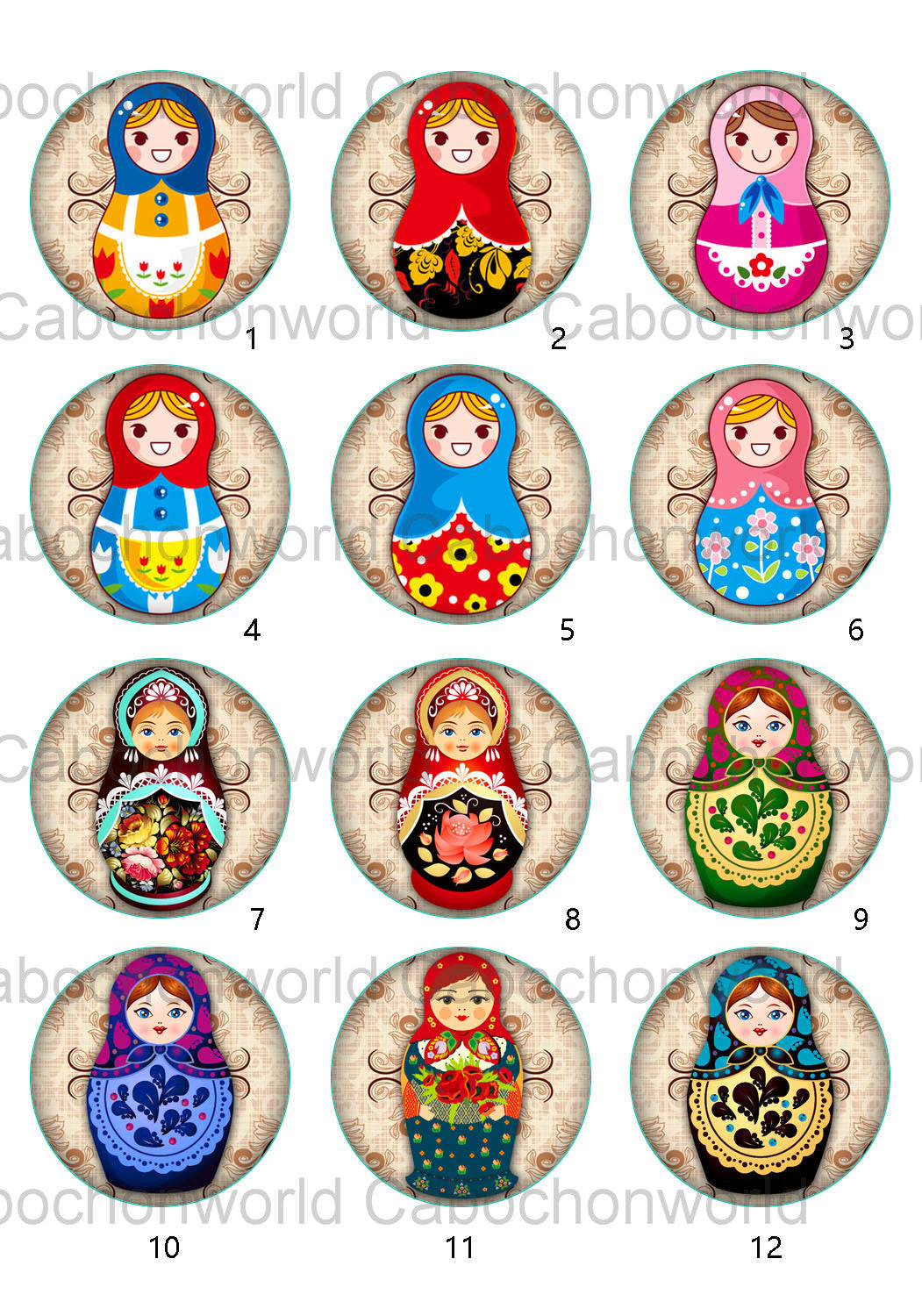 Matryoshka Doll Cabochon Collection CW0575