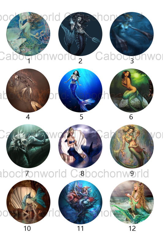 Mermaid Painting Cabochon Collection CW0595