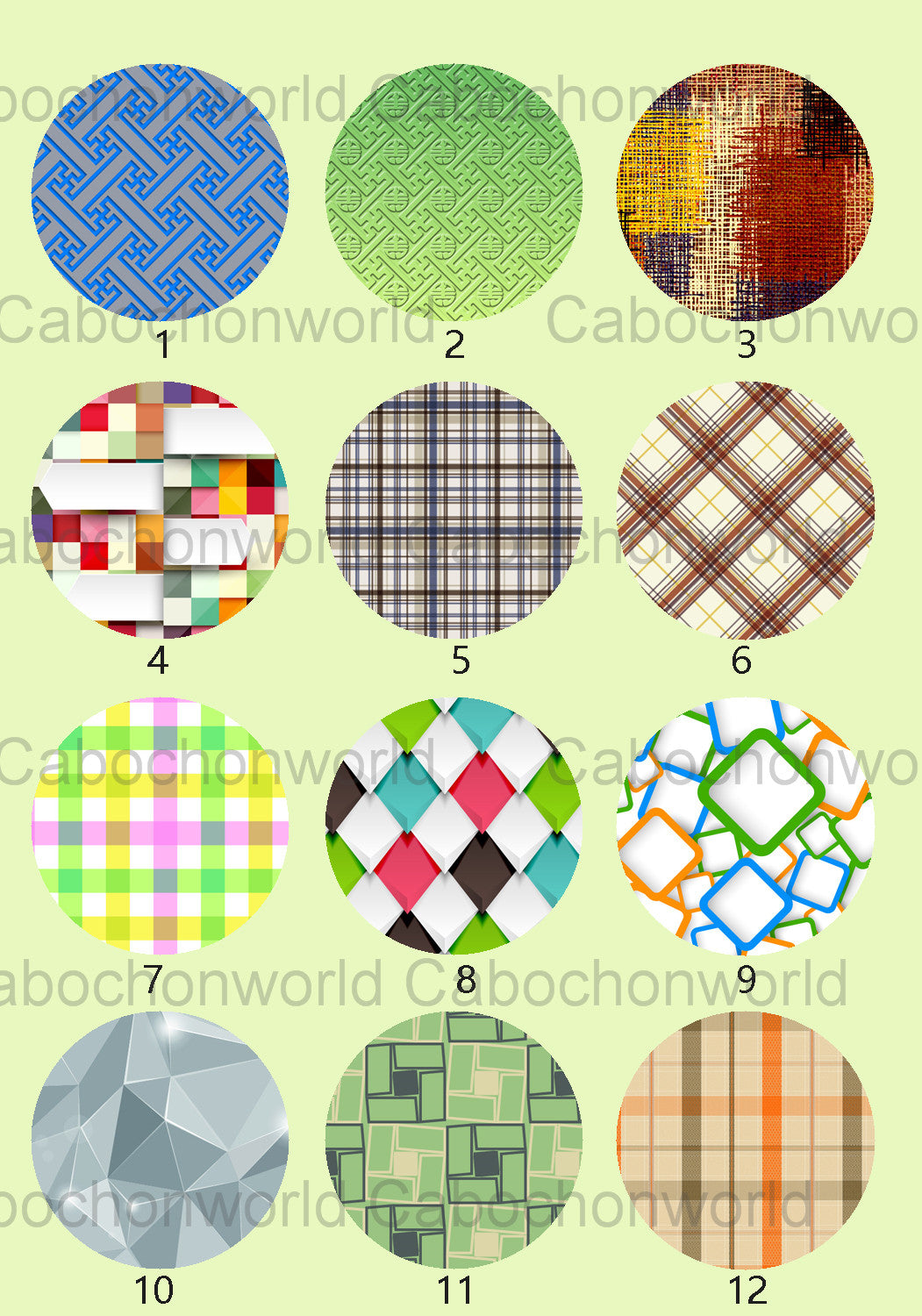 Colorful Plaid Cabochon Collection CW0639