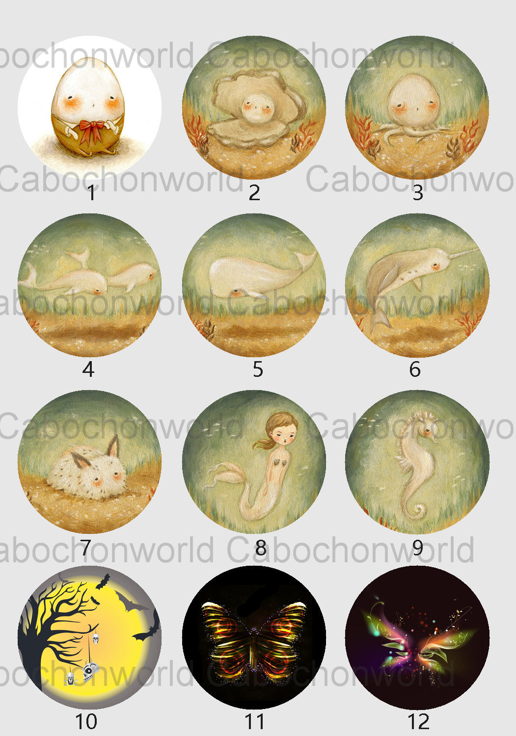 Animal Painting Cabochon Collection CW0691