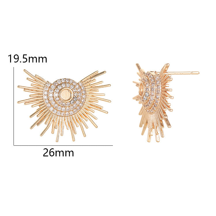 4 boucles d'oreilles soleil à tige ornées de strass 14 carats GF