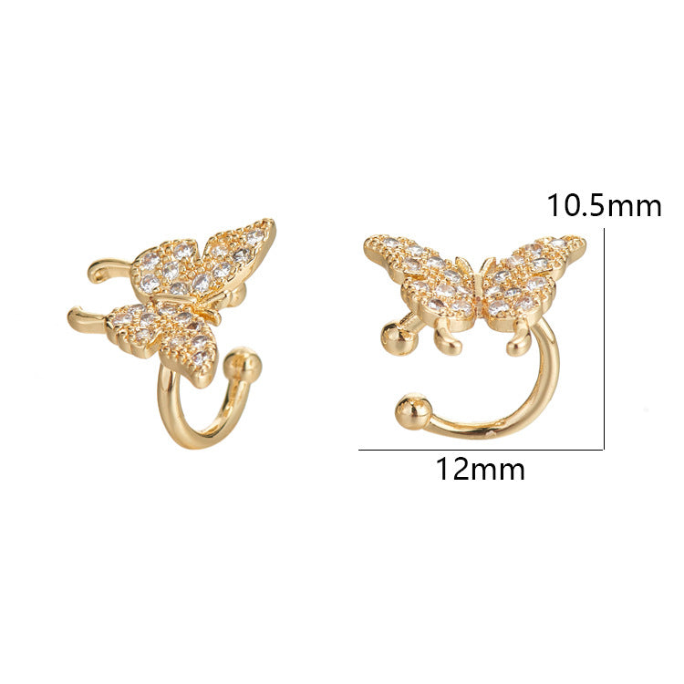 4 Butterfly Earcuff Ear Cuffs Climber No Piercing Earring Rhinestone Embellished 14K GF Earing