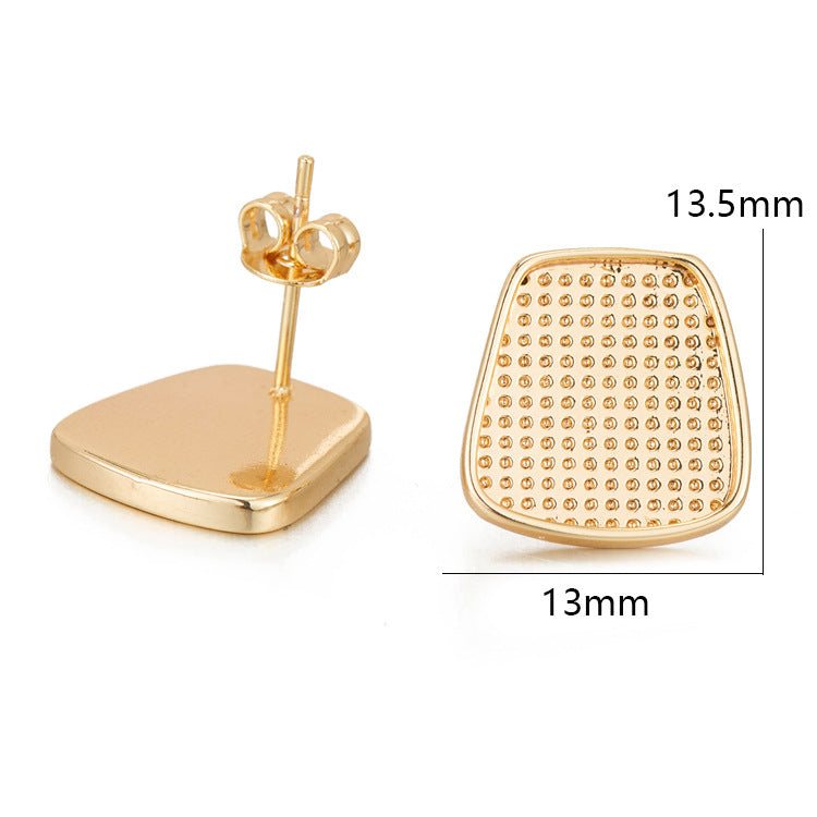 4 Trapezoid Pad Stud Earrings 14K GF Earing Pearl Cabochon Base Blank