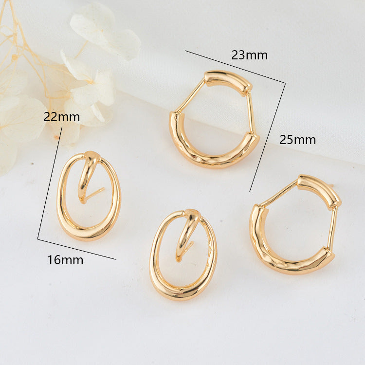 4 boucles d'oreilles à tige en cercle fondu 14K GF