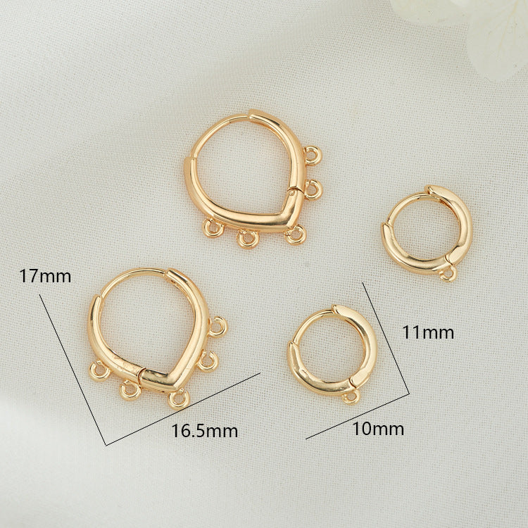 4 Multi Looped Plain Circle Hoop Earring with Loop 14K GF Earing