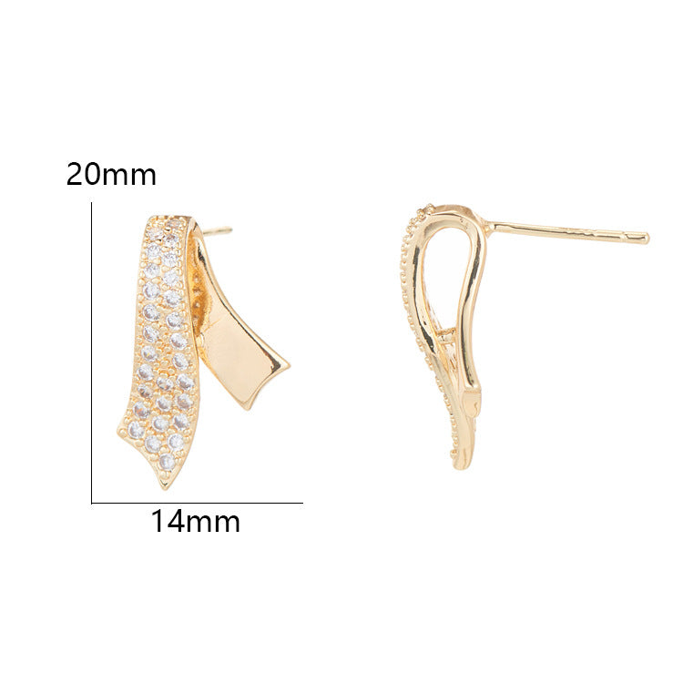 4 boucles d'oreilles à tige de ceinture, ornées de strass GF 14 carats