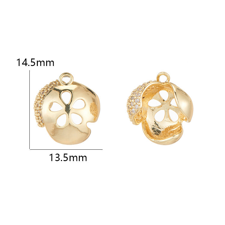 5 pendentif à breloque en forme de capuchon de perles florales 14K GF