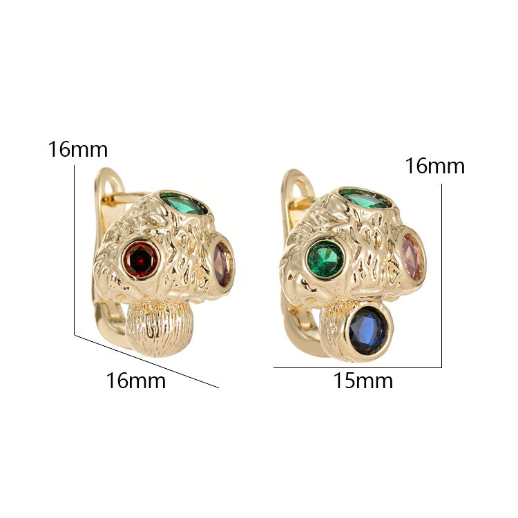 4 boucles d'oreilles créoles sculptées ornées de strass 14K GF Earing