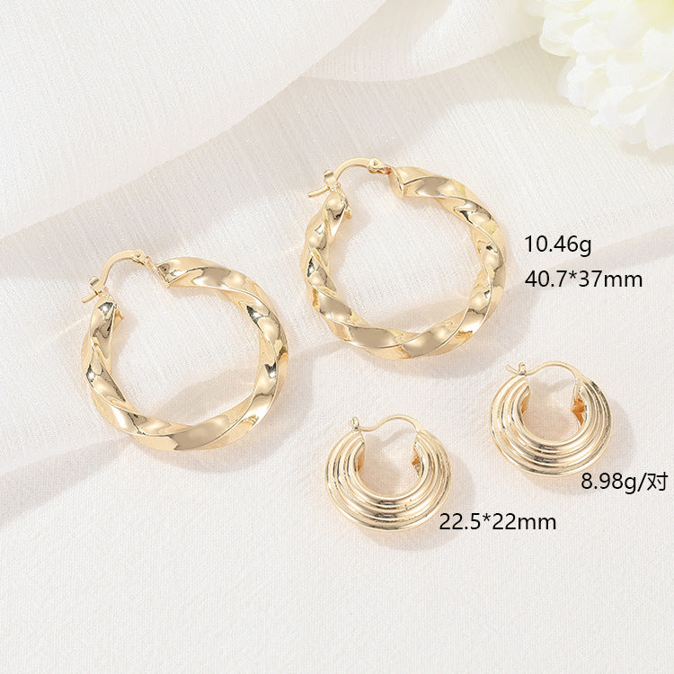 4 Twined Circle Chunky Hoop Earrings 14K GF Earing