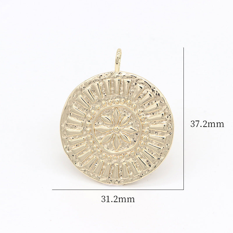 2 Sun Coin Charm Pendant 14K GF