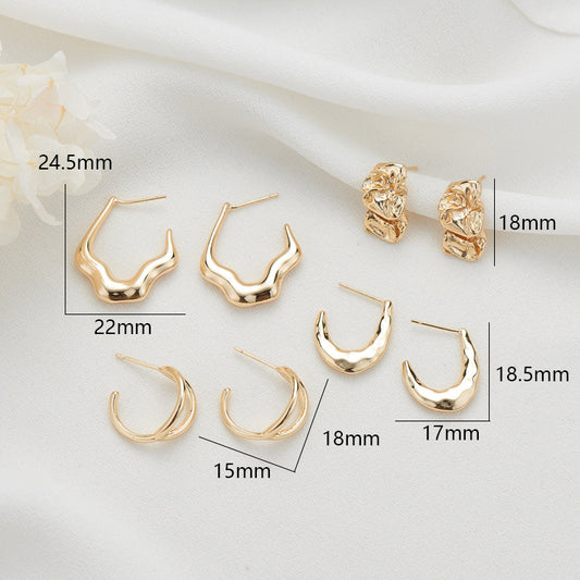 4 Melting Circle Stud Earrings 14K GF Earing