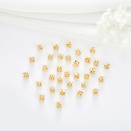 10 Number Alphabet Heart Column Bead Charm 14K GF Charm Beadwork Spacer