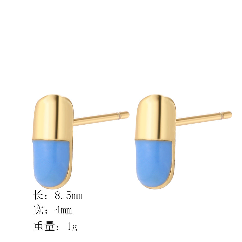 4 Kapsel-Ohrstecker aus 14-karätigem GF-Emaille-Epoxidharz