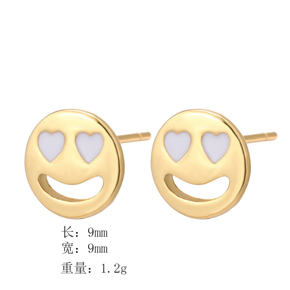 4 Smile Face Stud Earrings 14K GF Enamel Epoxy Earing