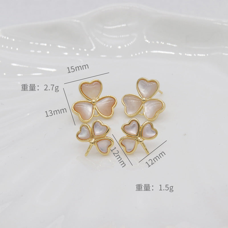 4 Clover Stud Earrings 14K GF Earing Resin Embellished