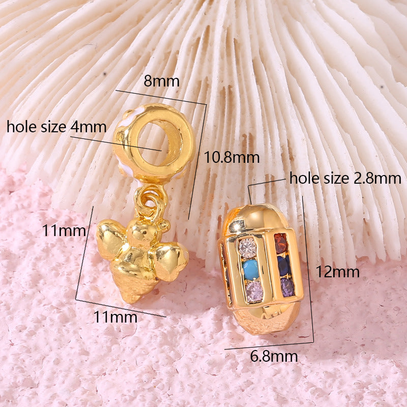 2 Oval Bead Bee 14K GF Charm Beadwork Spacer