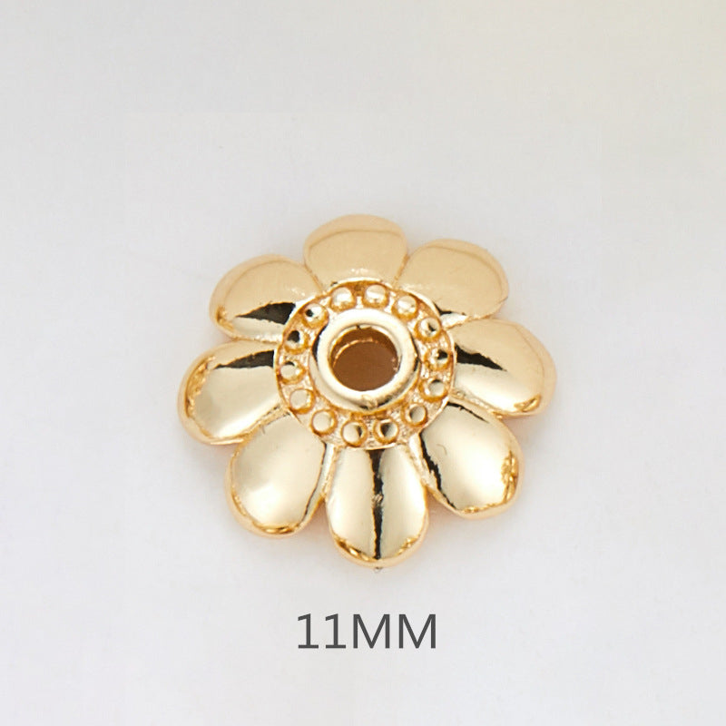 10 Floral Bead Cap Cup Rhinestone Embellished 14K GF Charm Beadwork Spacer