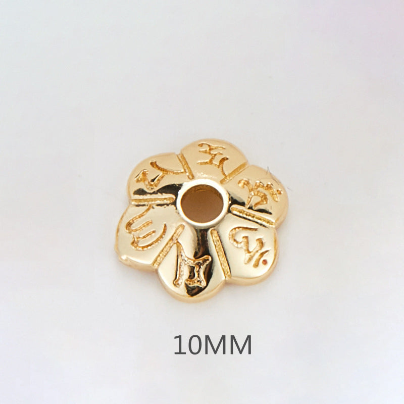 10 Floral Bead Cap Cup Rhinestone Embellished 14K GF Charm Beadwork Spacer