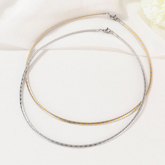 2 Thick Wire Necklace 14K GF Choker