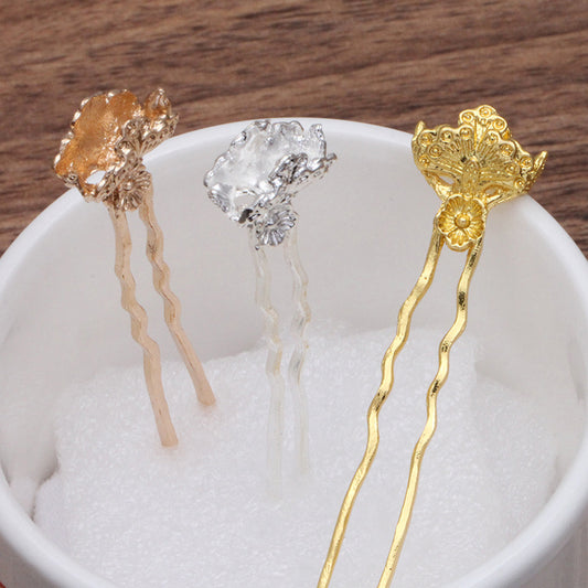 50 Floral Charm Hair Fork Hairpin 18KGP