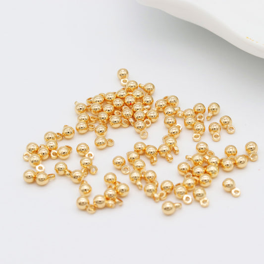 100 Tiny Round Bead with Loop Charm Pendant 14K GF Extended Chain End Drop