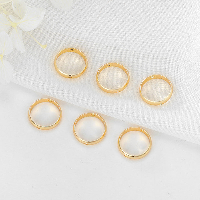 10 Through Hole Round Circle Bead Frame 14K GF Charm Bead Spacer