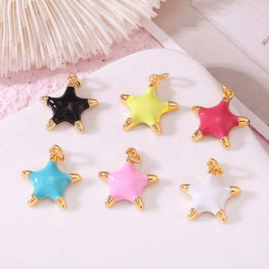 2 Star Charm Pendant Enamel Epoxy 14K GF