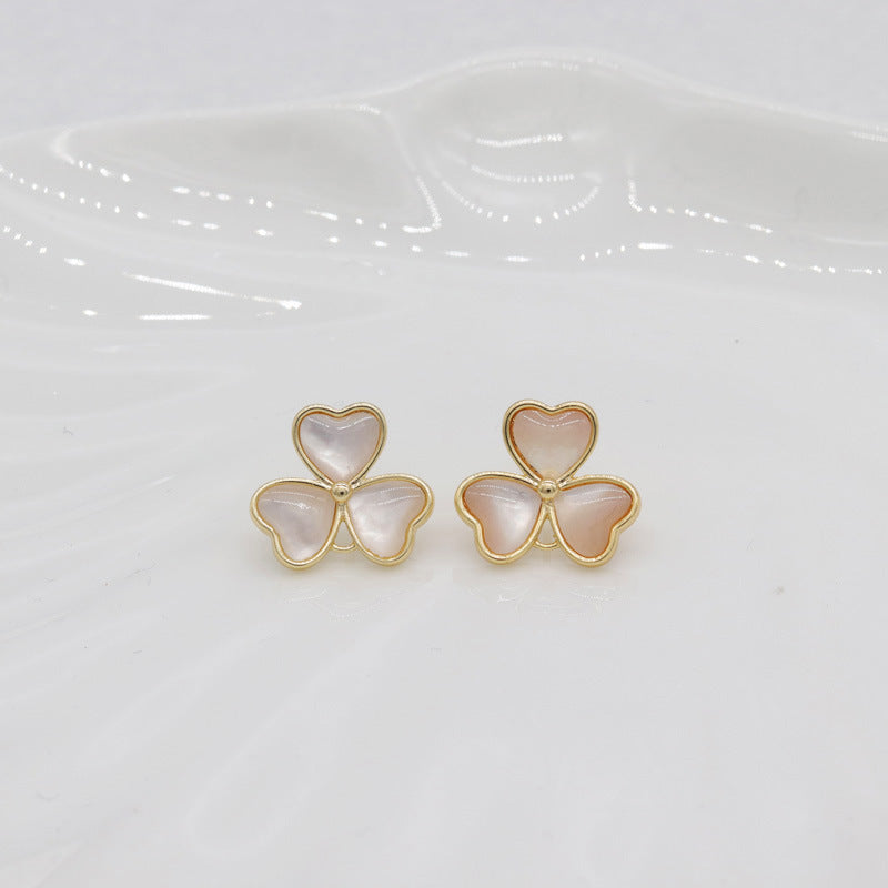 4 Clover Stud Earrings 14K GF Earing Resin Embellished