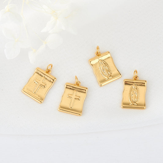 2 Jesus Cross Piece Charm Pendant 14K GF