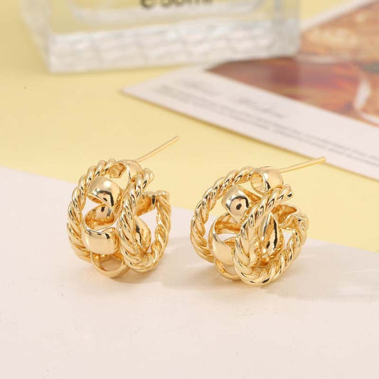 4 Semi Circle Twined Wrapped Stud Earrings 14K GF Earing