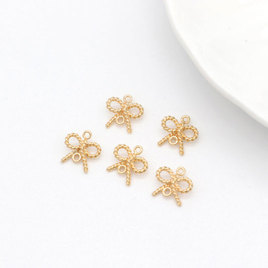 2 Double Looped Bowknot Charm Connector 14K GF