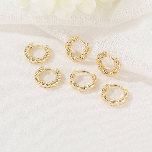 4 Twined Circle Chunky Hoop Earrings 14K GF Earing