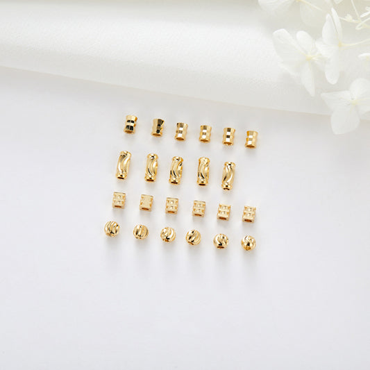 10 Carving Column Bead Charm 14K GF Charm Beadwork Spacer