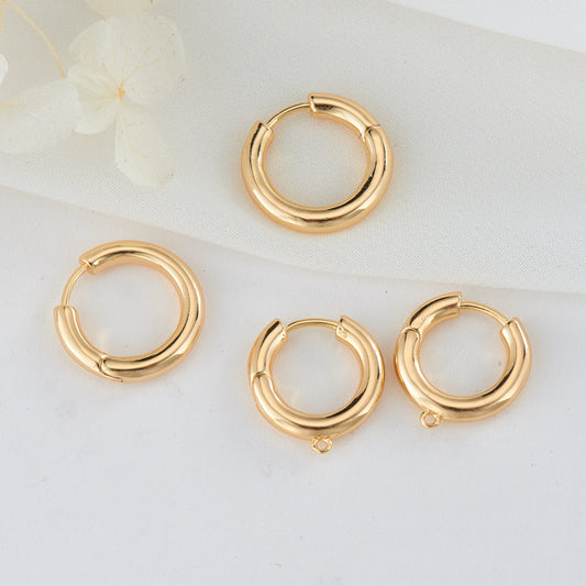 4 boucles d'oreilles créoles rondes unies 14K GF Earing