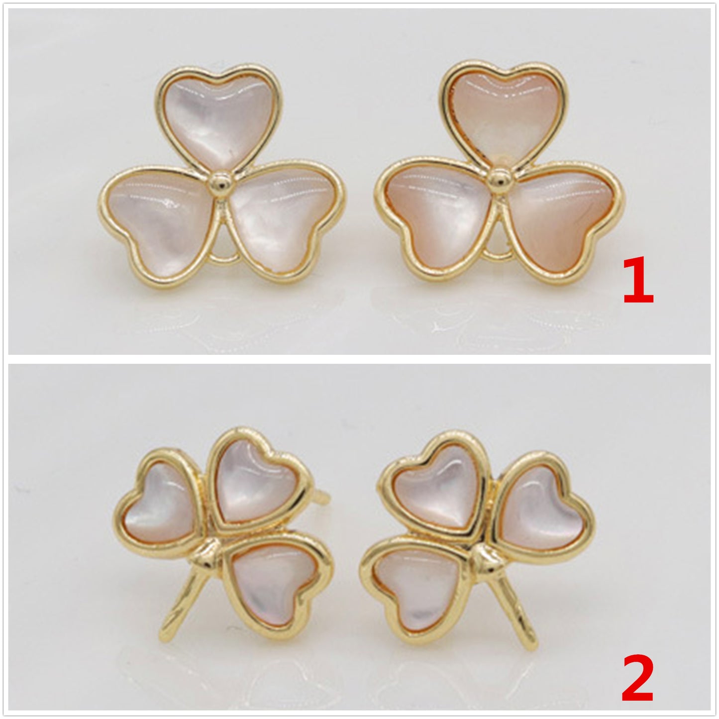 4 Clover Stud Earrings 14K GF Earing Resin Embellished