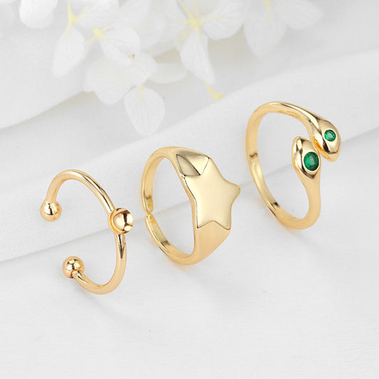 2 Stackable Open Circle Statement Ring 14K GF