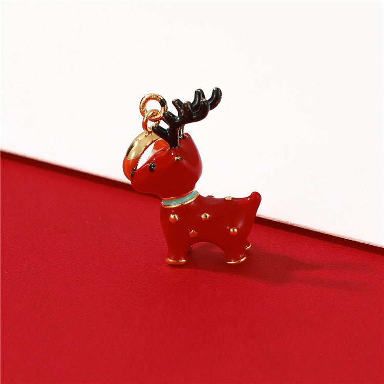 2 Reindeer Charm Pendant Enamel Epoxy 14K GF